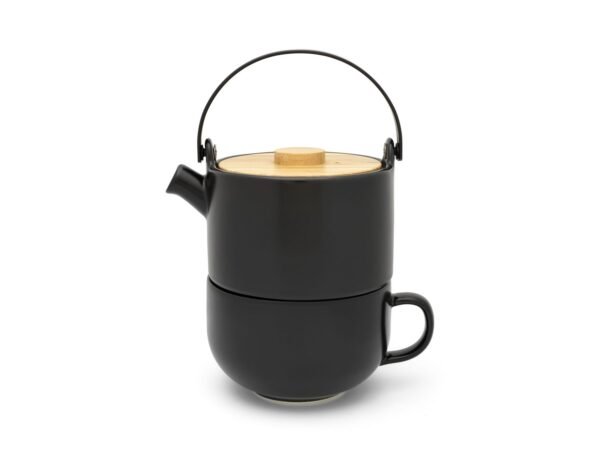 Tea for one Umea, black, with bamboo lid