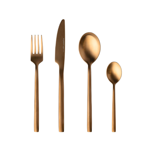 Flatware Set, Gold Plated, 18/10 Stainless Steel 4 pc