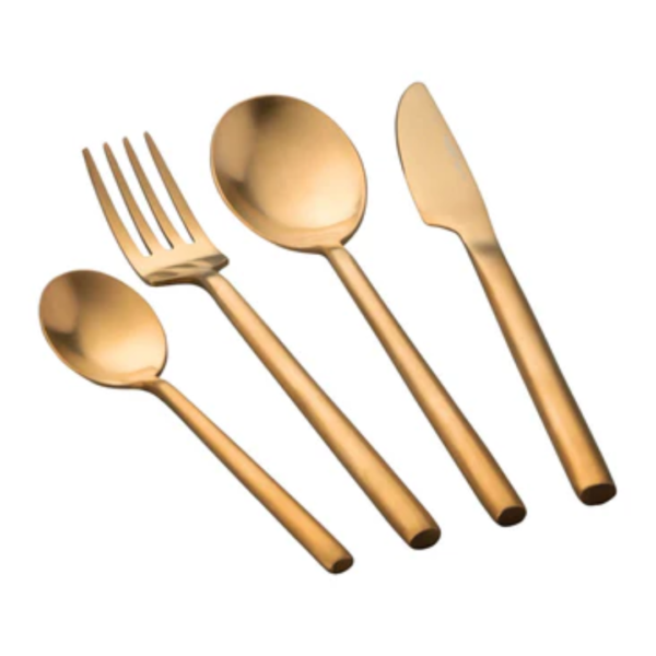 Flatware Set, Gold Plated, 18/10 Stainless Steel 4 pc - Image 2